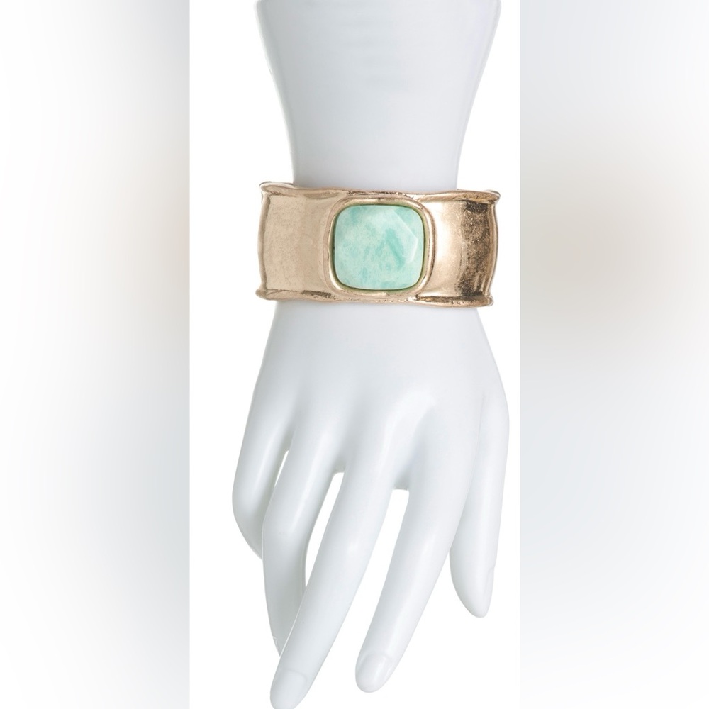 Robert Lee Morris Goldplated Turquoise Stone Bracelet - Picture 4 of 14